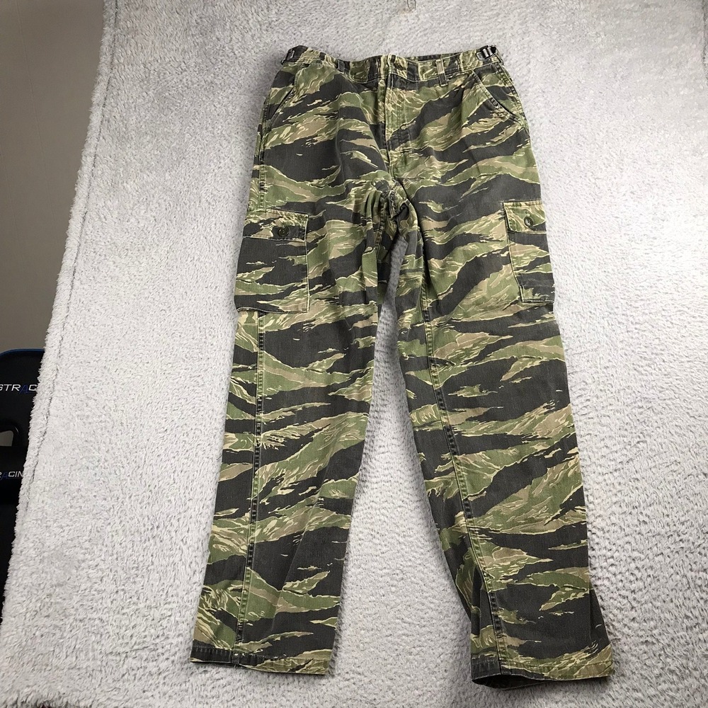 Vintage Vietnam War Silver Tiger Stripe Camo Cargo Pants US M Tadpole Sparse TDS